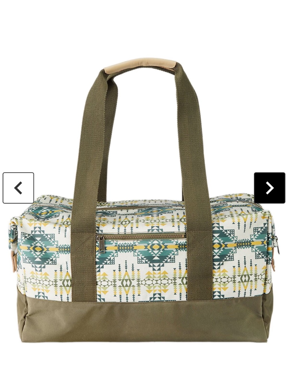 Pendleton Olive & Teal Patterned Weekender Duffel Bag - Picture 4 of 6
